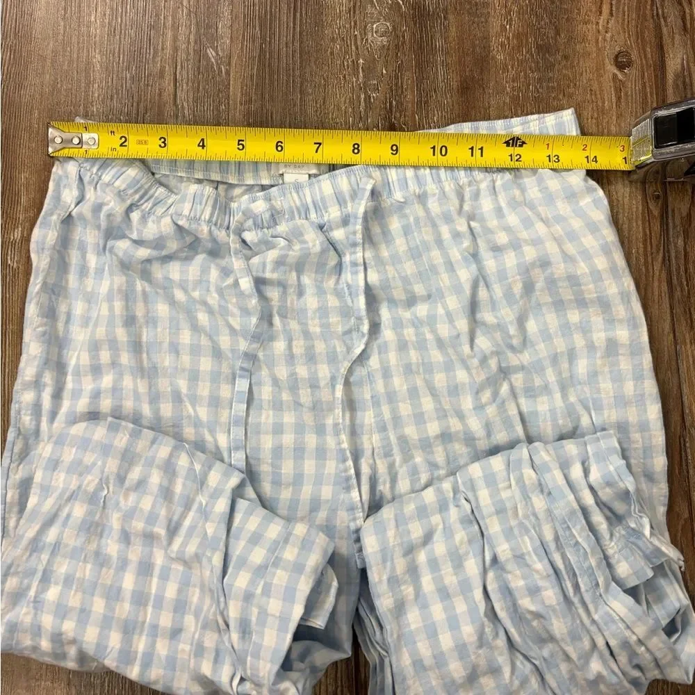 Love by Gap Blue White Gingham Button Down Pajama Bottoms Small Plaid Loungewear